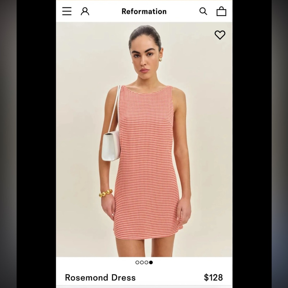 Reformation Rosemond Dress Red Checkered Backless Size 2